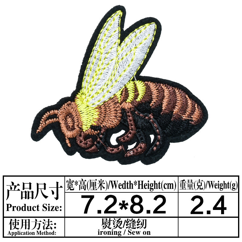 Wholesale Green caterpillar embroidered round-faced monkey and bee patch  OLY Exclusive